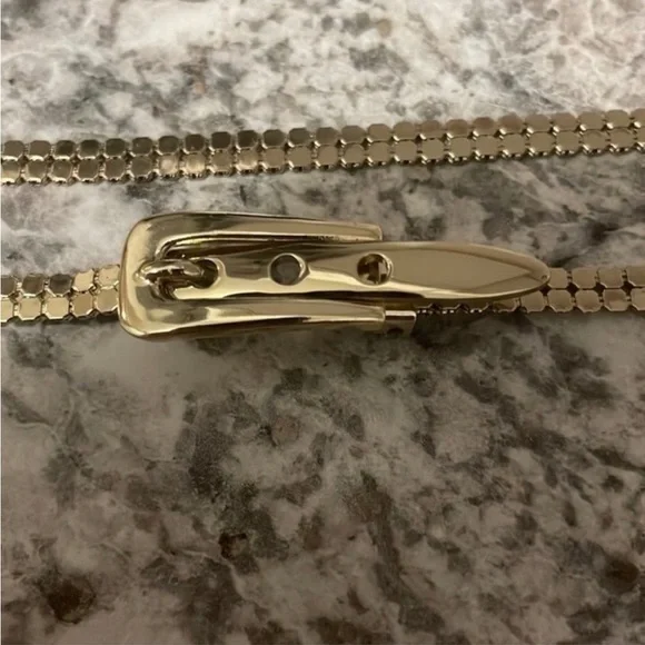 NWT Whiting & Davis Vintage Gold tone Snake Belt . Brand new . - Picture 7 of 8